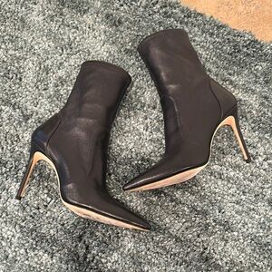 Chic Black Leather Stiletto Boots